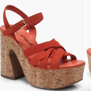 NWOB Free People Lisbon Platform Cork Heel, Size 40